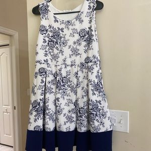 Knitworks A-line Floral Navy and White Dress
